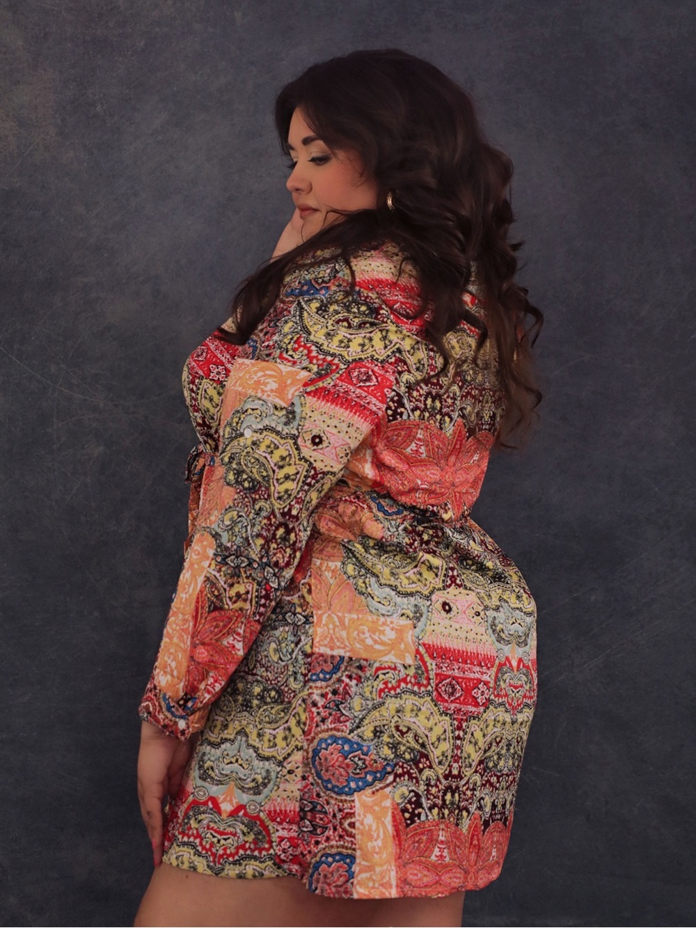 Boohoo Women’s Plus Size Boho Paisley Shirt Dress, Size 24